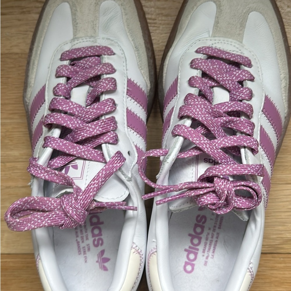 Adidas Women’s Samba Sneakers in White and Purple- Size 8 - Picture 2 of 10